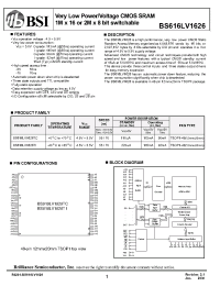 Datasheet BS616LV1622TCP55 manufacturer BSI